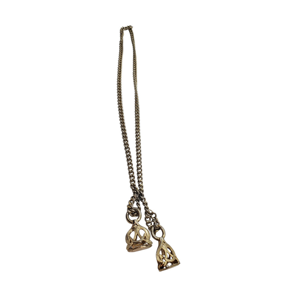 Vintage Wax Seal Watch Double Fob Lariat Necklace 1950s Emmons Georgian Chunky 99$